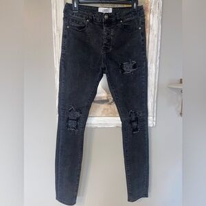 Sixth June Black Distressed Jeans W29x30 Skinny Stretch Great